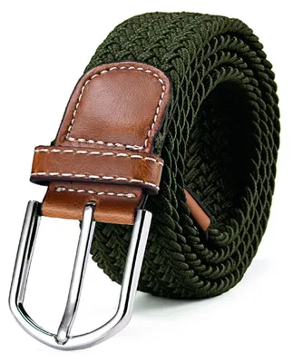 Produktbild von Stoffgürtel Stretchgürtel geflochten und elastisch Gürtel Länge 100 cm bis 130 cm olive