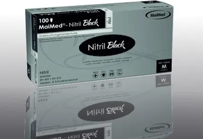 Produktbild von 100 Einmal U-Handschuhe, MaiMed BLACK Nitril puderfrei Gr. S
