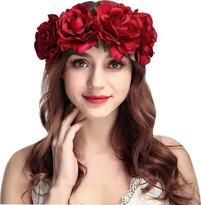 Produktbild von Rosen Stirnband Hippie Gothic Festival Kopfschmuck Haarkranz, Farbe:Schwarz