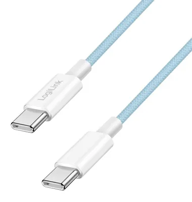 Immagine prodotto di Logilink CU0351 Logilink USB 2.0 Typ-C Kabel C/M > C/M, Nylon, 60W blau 1,5m