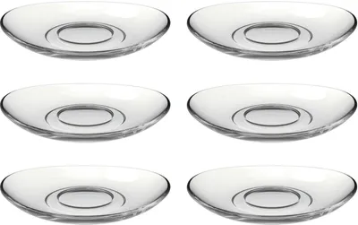 Produktbild von Leonardo Napoli Untertassen 6er Set, spülmaschinengeeignete Glas-Unterteller für Napoli Kaffee- und Latte Macchiato-Gläser, Ø 14 cm, 024204