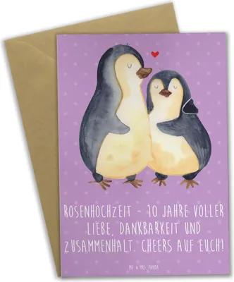 Produktbild von Mr. & Mrs. Panda babykarte 10. Hochzeitstag Rosenhochzeit - Lavendeltraum - Geschenk, Liebe und Hingabe, Heiraten, Rosentag, Meilenstein in der Ehe, Heirat, osterkarten