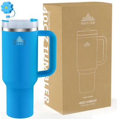 Isolierbecher 40oz (1200 ml) – Thermoskanne mit Strohhalmdeckel – Blau
