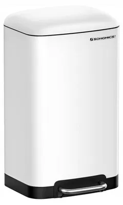 Produktbild von SONGMICS 50L Pedal-Mülleimer Weiß Stahl Leise Schließung