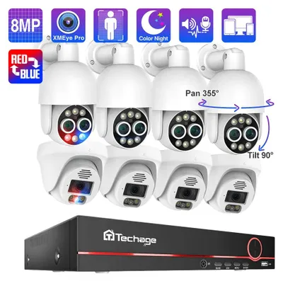 Image de Système de vidéosurveillance CCTV 8 canaux, résolution 4K 8MP, compatible PoE, avec détection de personnes, pour intérieur et extérieur