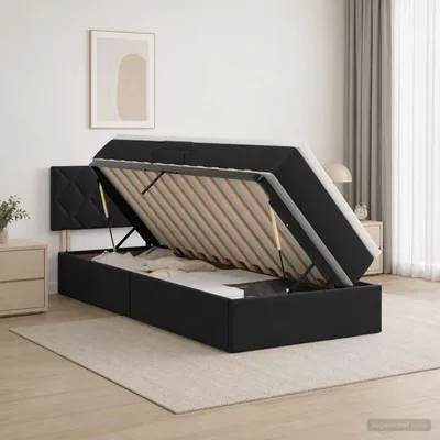 Immagine prodotto di Maison Exclusive - Letto a castello con illuminazione a LED e materasso nero 100 x 200 cm in velluto