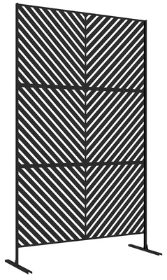 Produktbild von SUGIFT Rankgitter & Trennwand für Terrasse & Balkon, Sichtschutz Garten Metall 198 cm hoch – Gartenabtrennung freistehend mit geometrischem Muster, Schwarz