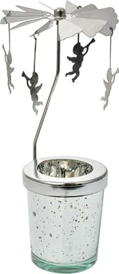 Produktbild von Clayre & Eef Teelichthalter Ø 8x17 cm Silberfarbig Glas Engel