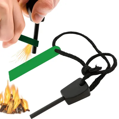Zdjęcie produktu dla Krzesiwo magnezowe wojskowe rozpałka ogień survival camping wodoodporne 3000 C z potarką i sznurkiem