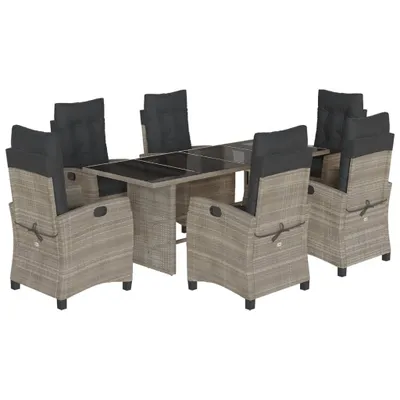 Produktbild von vidaXL 7-tlg. Garten-Essgruppe mit Kissen Grau Poly Rattan