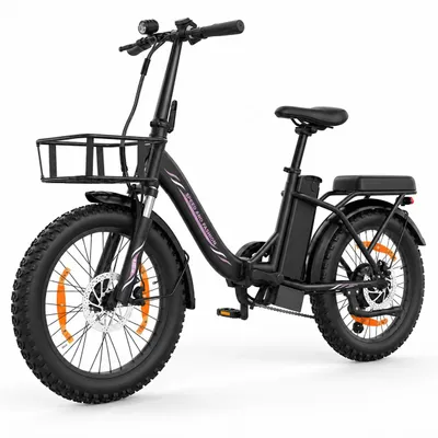 Produktbild von Runetic Ebike, Foldable e-bikes, 250W Motor, 36V 13Ah herausnehmbarer Akku, bis zu 80 km Reichweite, 25 km/h, 20" x 3,0" Breitreifen, KI-generiertes Bild