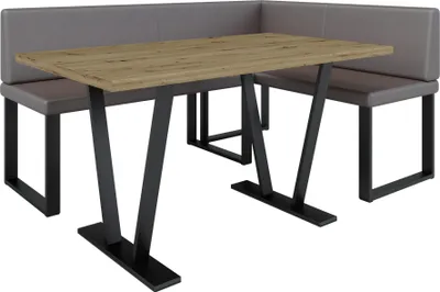 Produktbild von Eckbank AKIKO METAL mit Tisch 196x142 rechts - Eckbankgruppe f r Ihrem Esszimmer, K che modern, Sitzecke, Essecke. Perfekt f r K che, B ro und Rezeption