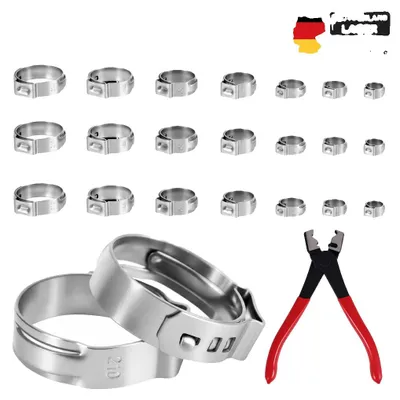 Obrázok produktu pre Objímky na potrubie, nerezová oceľ, pružinová svorka, priemer 7,0 mm – 21,0 mm