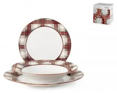 Immagine prodotto di H&H Servizio Tavola 18 Pezzi Tartan In Porcellana Decorata