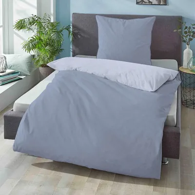 Produktbild von Biberna Mako-Satin Bettwäsche 615211 155x220 cm + 80x80 cm blau