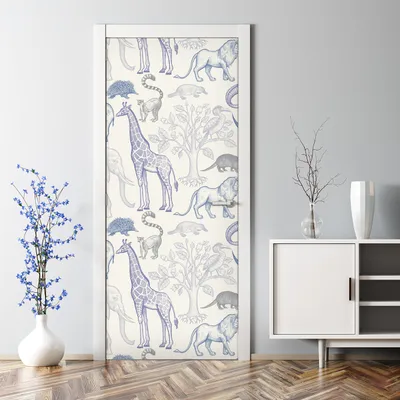 Produktbild von Dekorative Türtapete selbstklebend Klebefolie Türposter Tropische Papageien 70 x 200 cm