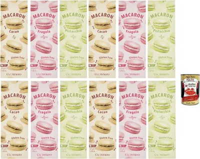 Produktbild von Cuorenero Macaron Testpaket , gluten frei, gluten free, Kosher, Macaron Schokoalde 12x 42g + Italian Gourmet polpa 400g