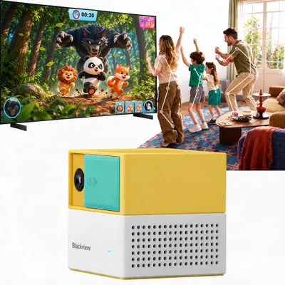 Produktbild von Blackview PlayPop 8 Bewegungsspielkonsole für TV, 17-Punkt-KI-Tracking, ohne Controller, bis 4 Spieler, 6 Spielkategorien, HDMI, Geschenk für Kinder