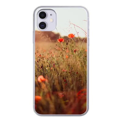 Produktbild von MuchoWow® Handyhülle Schutzhülle Hülle für iPhone 11 Sonnenuntergang - Blumen - Rot Silikon Softcase Handy Hülle - Handytasche