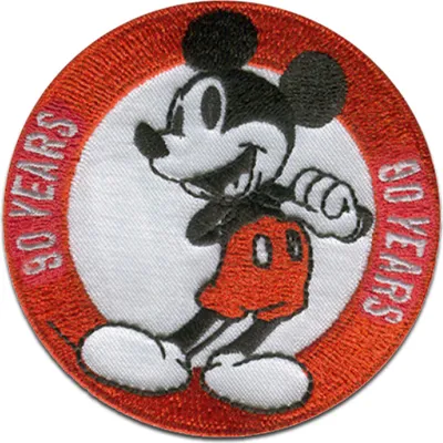 Produktbild von Disney © Mickey Mouse 90 Jahre Mickey - Aufnäher, Bügelbild, Aufbügler, Applikationen, Patches, Flicken, Zum Aufbügeln, Größe: 6,5 x 6,5 cm
