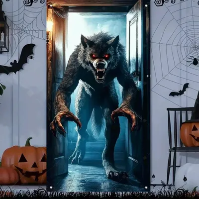Produktbild von Halloween Türbanner Grusel Skelett Sensenmann Geist Horror Haustür Dekoration Wanddeko Hintergrund - Modell: Variante 1, Größe: 90 x 180 cm