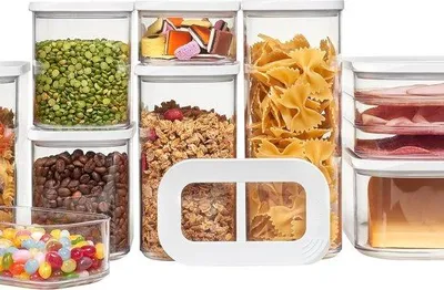 Immagine prodotto di Set di 9 piccoli contenitori in plastica bianca, lavabili in lavastoviglie