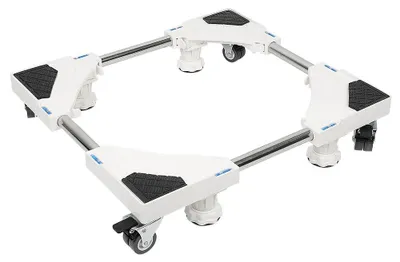 Produktbild von Rollbarer Waschmaschinenunterbau - Verstellbarer Gerätesockel - 4 Rollen 4 Füße - 47–69 cm - Für Waschmaschine Kühlschrank Trockner - Weiß