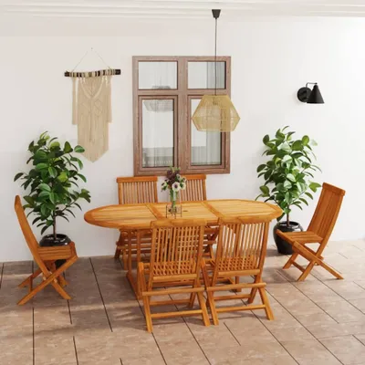 Produktbild von The Living Store 7-tlg. Garten-Essgruppe Massivholz Teak