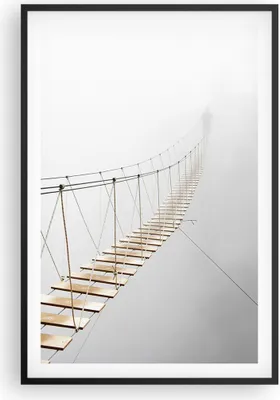 Produktbild von Gerahmtes Poster - Schwarzer Rahmen - Brücke ausgesetzt Nebel - 61x91,5 cm - Wand Bild - Wanddeko - Wandbilder - Kunstposter - Wandposter - Bilderrahmen - Bilder - Kunstdruck - P2BPA61x91-5018