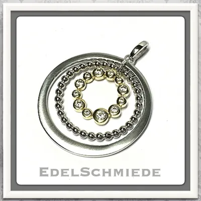 Produktbild von Anhänger biclor 925 Silber mit Zirkonia u Kugeln
