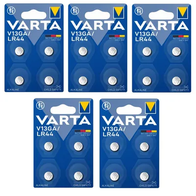 Immagine prodotto di Batteria alcalina a bottone VARTA V13GA, 1,5V, per orologi, confezione da 4 pezzi x 5