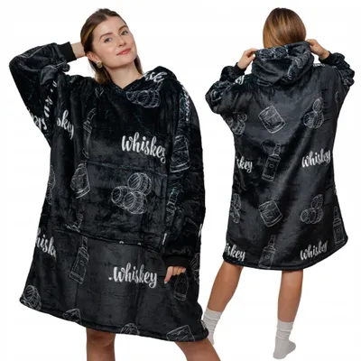 Produktbild von Oversize Deckenpullover XXL - Kuscheldecke mit Ärmeln - Fleece Whiskey Motiv
