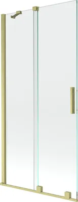 Produktbild von Mexen Velar Badewannen-Faltwand 2-flügelig, 90 x 150 cm, transparent, gebürstetes Gold - 896-090-000-01-55