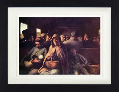 Obrázek produktu pro Honoré Daumier Zarámovaný obraz s jemným paspartováním | Nástěnné obrazy | V rámu - Vůz třetí třídy, 1864 (30 x 40 cm)