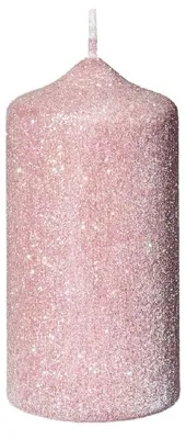 Produktbild von Glamour Glitter Stumpenkerzen Rosa 12 x 6 cm, 4 Stück