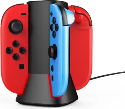 AIORBER Switch 2 Ladegerät, 4-fach Ladestation mit LED-Anzeige & magnetischem Halt, für unterwegs oder zu Hause