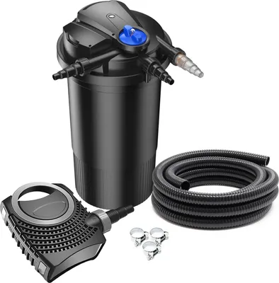 Produktbild von SunSun Komplettset: CPA-15000 Teichdruckfilter bis 30000 L mit 18 Watt UV-C Teichklärer, NEO10000 SuperECO Teichpumpe 10000l/h 80W, 10m Teichschlauch 38 mm (1 1/2"), Schlauchschellen W1 44-47mm