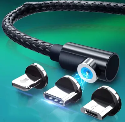 Immagine prodotto di FONKEN Cavo dati magnetico 3 in 1 per illuminazione/micro USB tipo C a ricarica rapida lungo 1 m per iPhone 12 Pro Max per Samsung Galaxy Note S20 ultra H