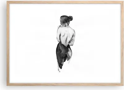 Produktbild von Gerahmtes Poster - Rahmen in heller Eiche - Aquarell Frau Nacktheit - 70x50 cm - Wand Bild - Wanddeko - Wandbilder - Kunstposter - Wandposter - Bilderrahmen - Bilder - Kunstdruck - P2NAA70x50-4721