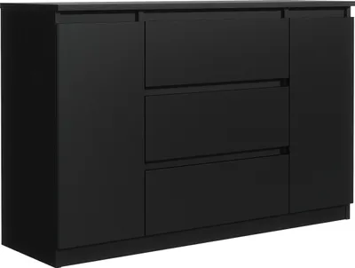 Produktbild von Kommode mit 3 Schubladen 120cm Sideboard Wohnzimmer Schlafzimmer Möbel Highboard Mehrzweckschrank Schrank | Matt Schwarz