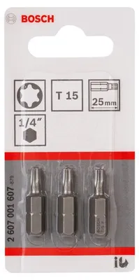 Produktbild von Schrauberbit Extra-Hart T15, 25 mm, 3er-Pack