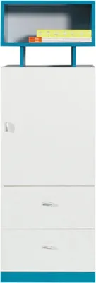 Produktbild von Furniture24 Schrank Hochschrank MOBI MO8 mit 2 Schubladen und Türen Weiß/Türkis