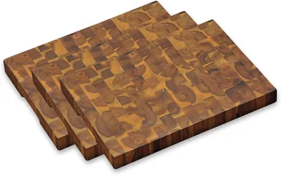 Produktbild von Kesper 28151 -- 3er Set Tranchierbrett Mosaik aus Akazienholz, Holz, braun, 42 x 30 x 4 cm