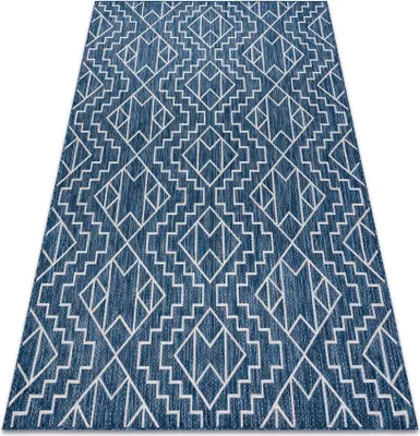 Produktbild von Teppich SISAL SION Geometrisch, Diamanten 21778 flach gewebt dunkelblau / ecru Blau 180x270 cm