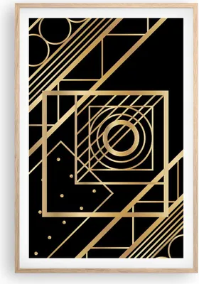 Produktbild von Gerahmtes Poster - Rahmen in heller Eiche - Abstraktion Quadrat Gold - 61x91,5 cm - Wand Bild - Wanddeko - Wandbilder - Kunstposter - Wandposter - Bilderrahmen - Bilder - Kunstdruck - P2NPA61x91-4375