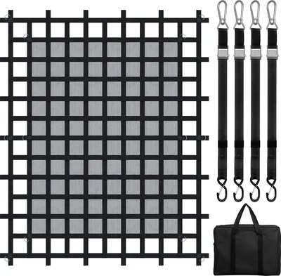Obrázek produktu pro Síť na náklad VEVOR, 2440 x 2060 mm, síť na nakládací plochu nákladního automobilu, 4 nastavitelné popruhy s karabinami a S-háky, přepravní síť odolná proti opotřebení a povětrnostním vlivům