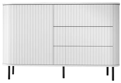 Produktbild von Kommode ZYLIO weiß mit 3 Schubladen, 1 Tür und PUSH-TO-OPEN, 77x125x37cm