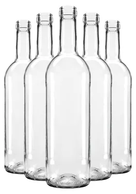 Produktbild von 750 ml Weißglas-Weinflaschen 48 Stück ohne Korken – Hervorragende Qualität und Stil der Weinflaschen, hergestellt in Italien, Bordeaux-Flasche