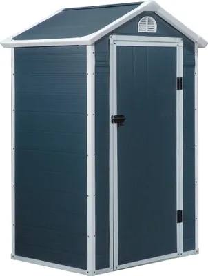 Image de Abri de jardin, abri pour outils de jardin en acier avec fenêtre d'aération, toit en appentis, armoire de jardin en métal, 134 x 104 x 204 cm, gris
