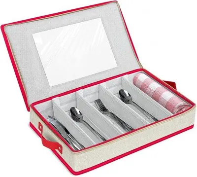 Produktbild von Koch Campingbesteckbox mit Deckel - Verstellbare Utensilien-Lagerbox für Camping und Küchenutensilien
